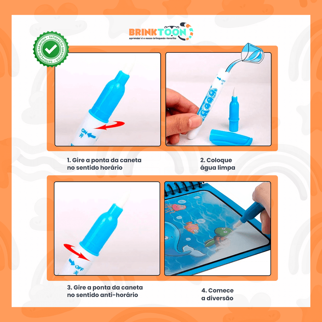 Kit 3 Livros Encantados – Pinte com Água, Reutilize Sempre e Diga Adeus à Bagunça!