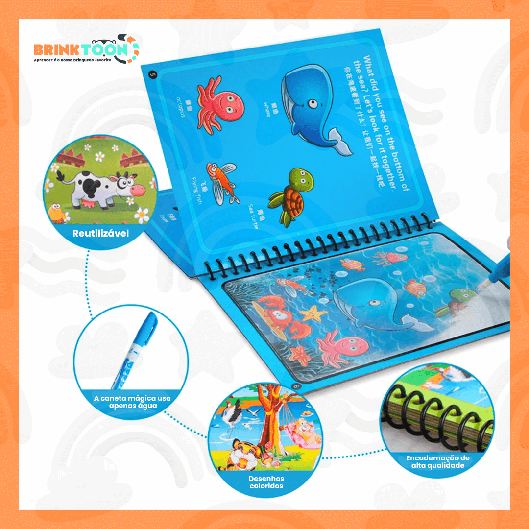 Kit 3 Livros Encantados – Pinte com Água, Reutilize Sempre e Diga Adeus à Bagunça!