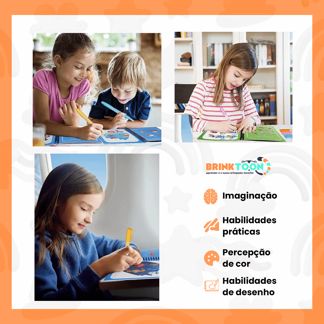 Kit 3 Livros Encantados – Pinte com Água, Reutilize Sempre e Diga Adeus à Bagunça!