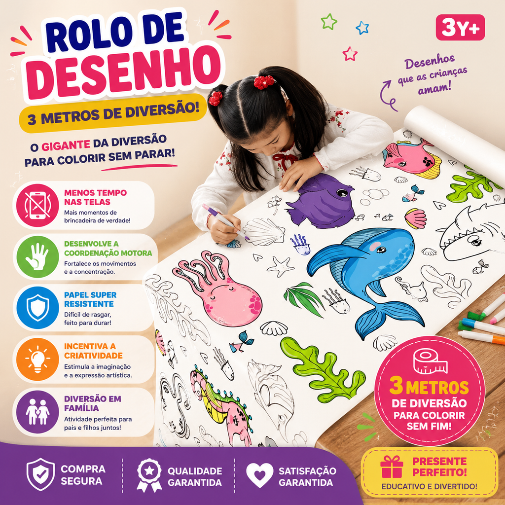 Mega Rolo de Colorir infantil