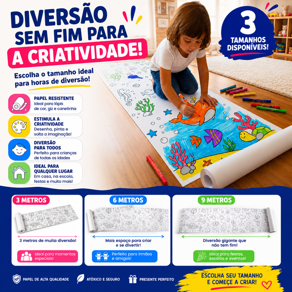 Mega Rolo de Colorir infantil
