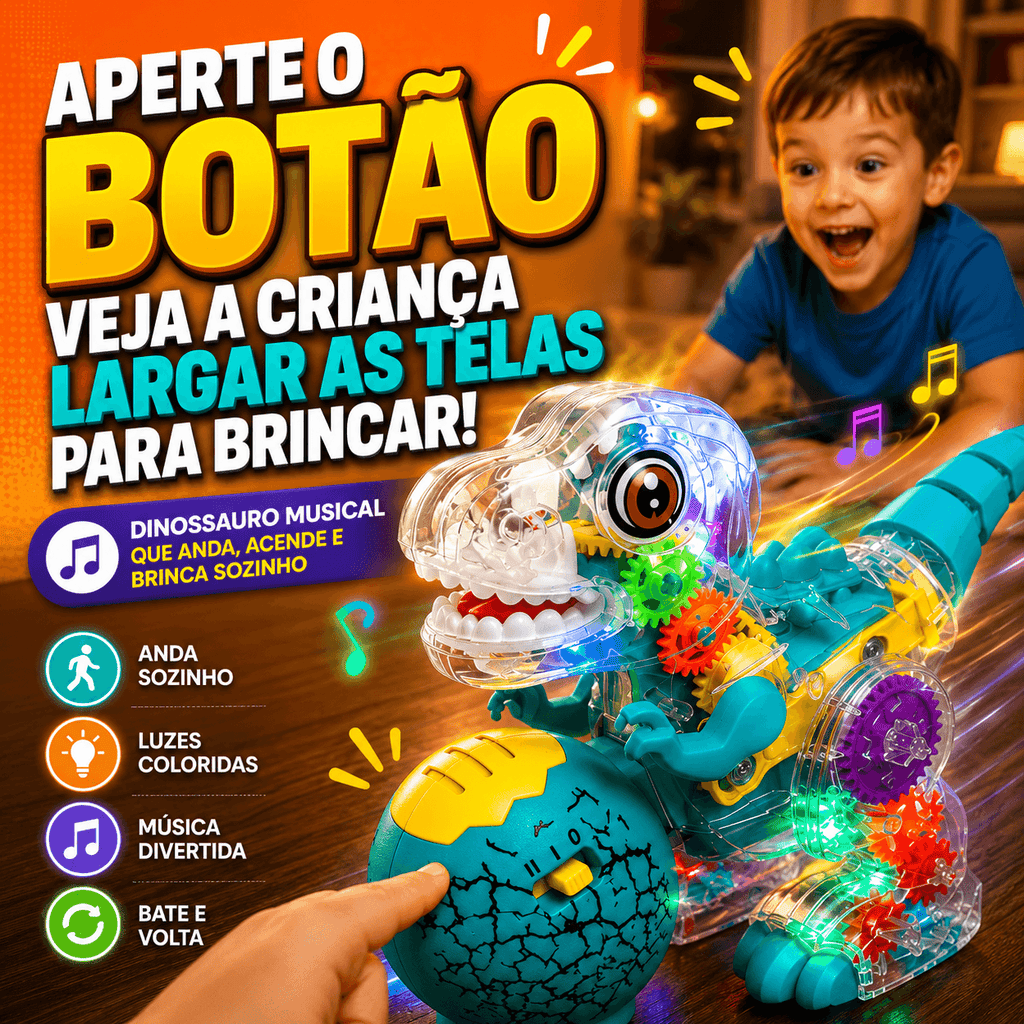 Dinobô Interativo – Aperte o Botão e Veja a Criança Largar as Telas para Brincar 🦖