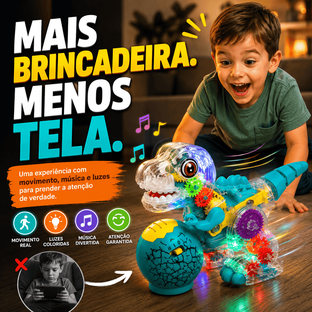 Dinobô Interativo – Aperte o Botão e Veja a Criança Largar as Telas para Brincar 🦖