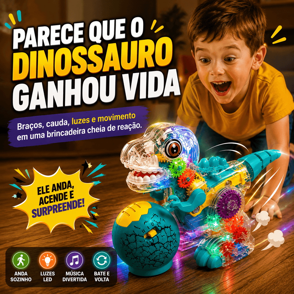 Dinobô Interativo – Aperte o Botão e Veja a Criança Largar as Telas para Brincar 🦖
