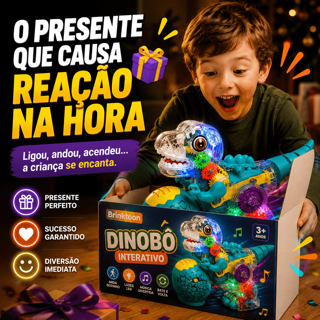 Dinobô Interativo – Aperte o Botão e Veja a Criança Largar as Telas para Brincar 🦖