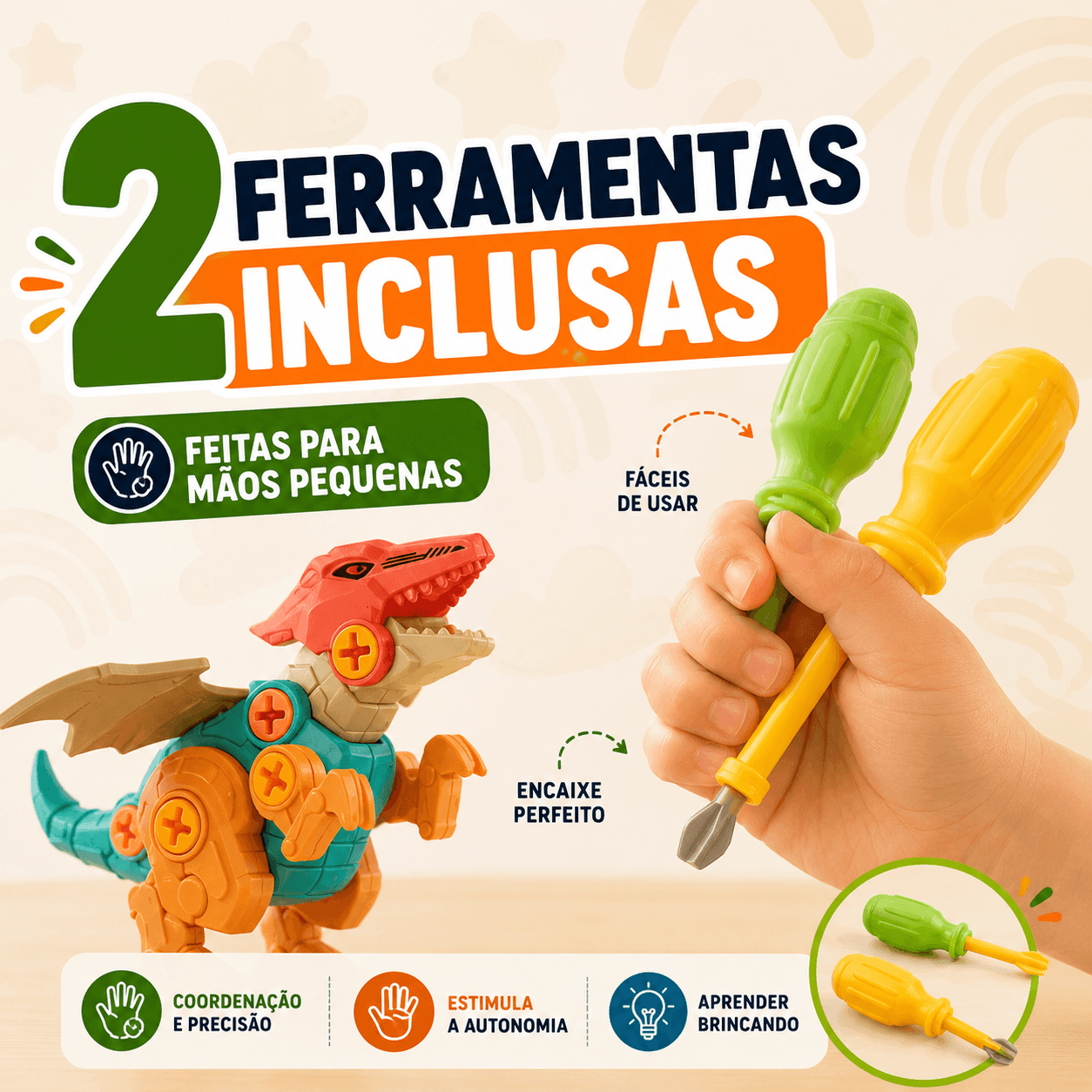 MonterSauros — Kit Educativo com 4 Dinossauros para Montar e Desmontar