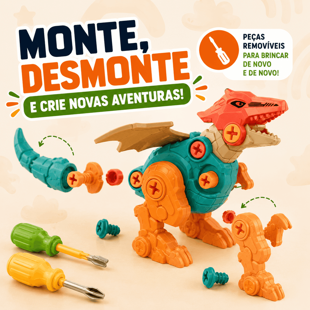 MonterSauros — Kit Educativo com 4 Dinossauros para Montar e Desmontar