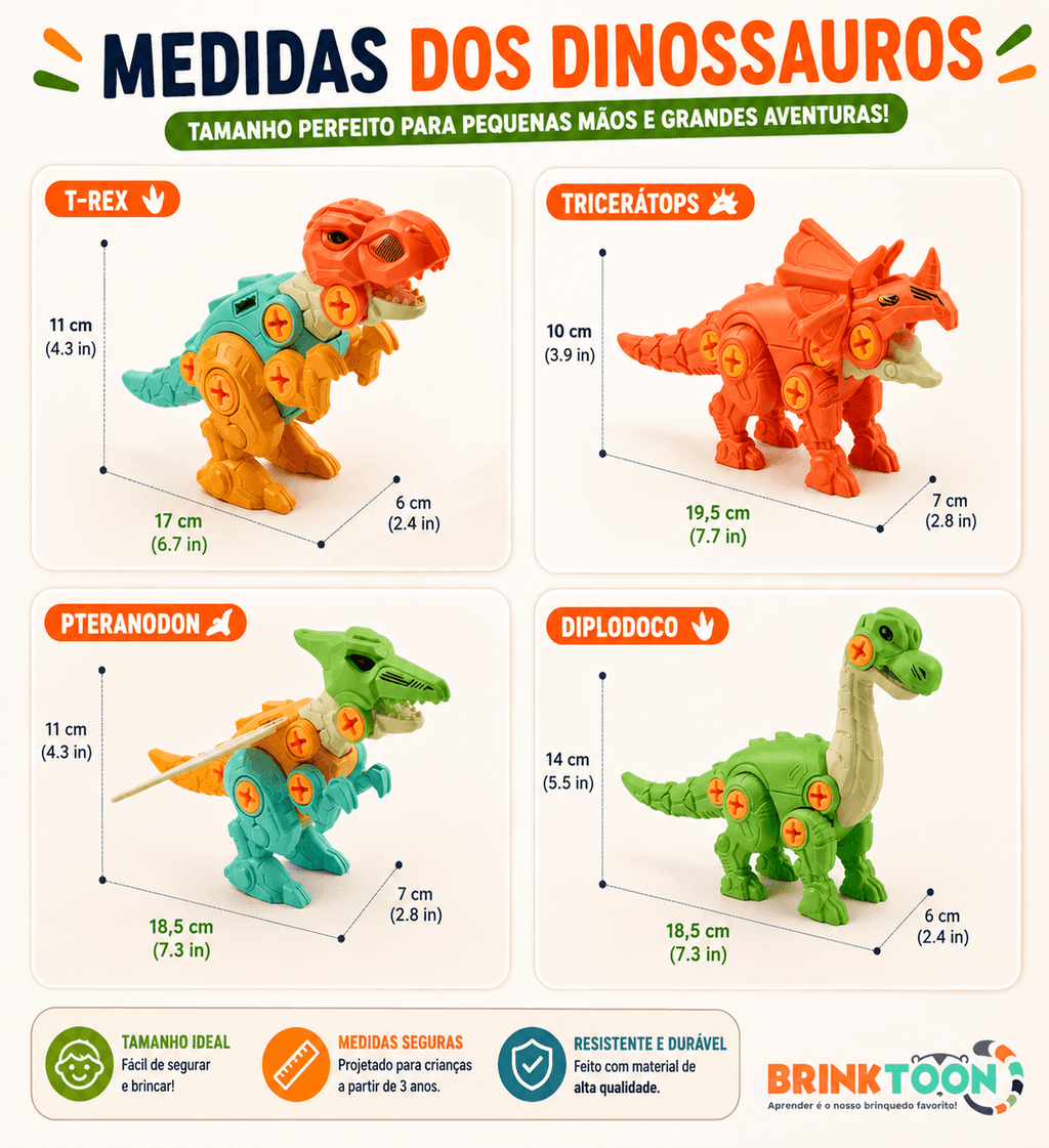 MonterSauros — Kit Educativo com 4 Dinossauros para Montar e Desmontar