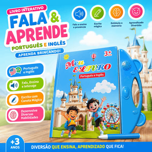 Livro Interativo Fala & Aprende - Português e Inglês 🇧🇷🇺🇸